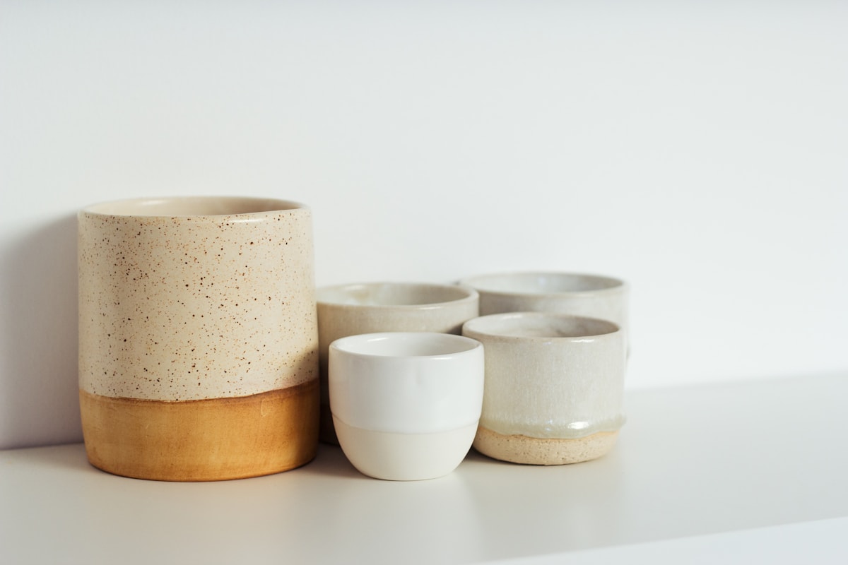 Handmade ceramic vessels in warm neutral colors